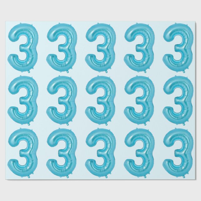 Blå 3-bubblor, Papper Presentpapper (Platt)