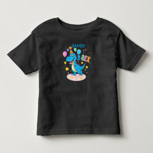 Blå 3:e födelsedagen Dinosaur Firande T-Shirt