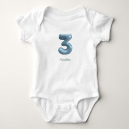 Blå 3D Nummer 3 - 3 Månaders Baby Bodysuit T Shirt