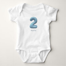 Blå 3D-siffra 2 - 2 månaders baby bodysuit