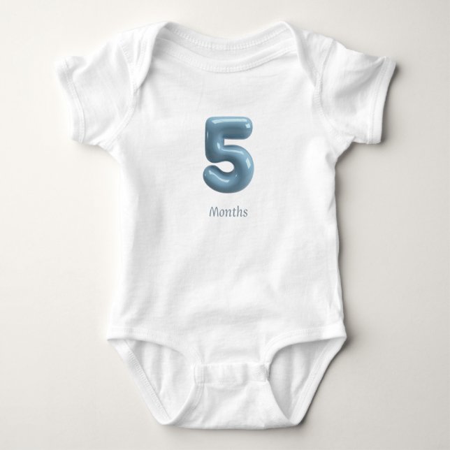 Blå 3D-siffra 5 - 5 månaders babybodys T Shirt (Framsida)