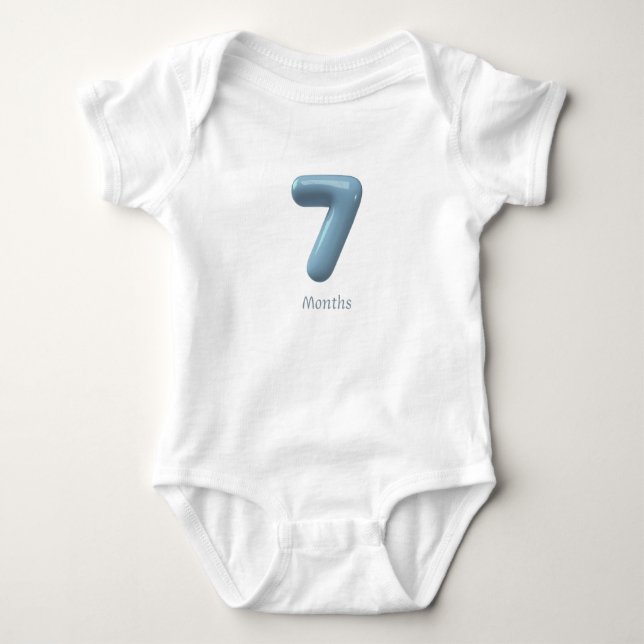 Blå 3D-siffra 7 - 7 månaders baby bodysuit T Shirt (Framsida)