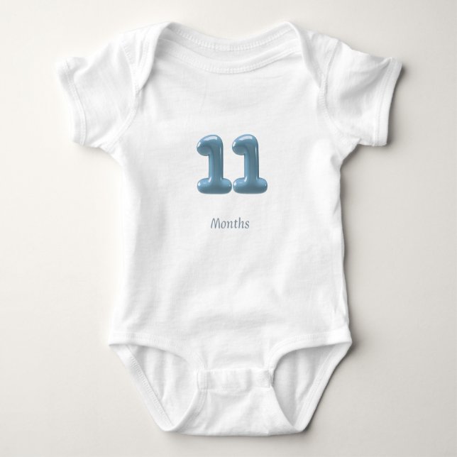 Blå 3D-siffran 11 - 11 månaders baby bodysuit T Shirt (Framsida)