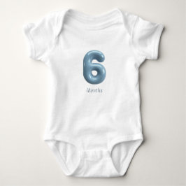 Blå 3D-siffran 6 - 6 månaders baby bodysuit T Shirt