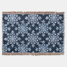 Blå 3d snöflingor filt