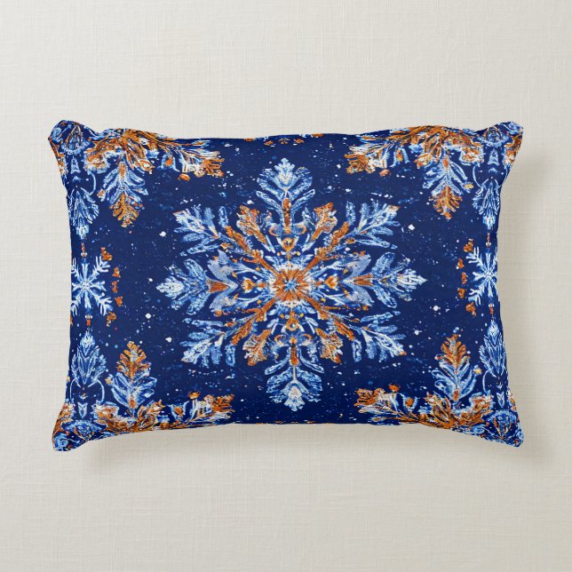 Blå 3d snöflingor Hemmets semesterdekoration Mysig Prydnadskudde (Framsidan)