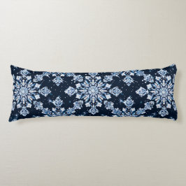 Blå 3d-snöflingor kroppskudde