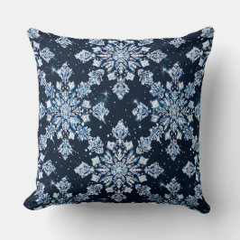 Blå 3d snöflingor kudde