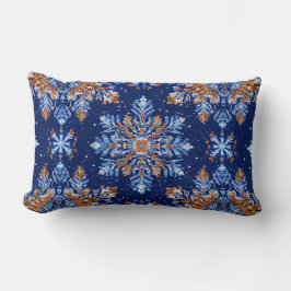 Blå 3d snöflingor lumbarkudde