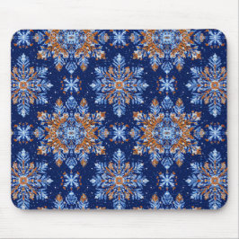 Blå 3d snöflingor musmatta