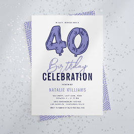 Blå 40-årsdagen Party Inbjudningar