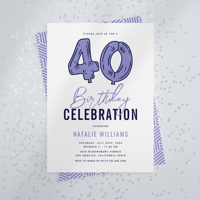 Blå 40-årsdagen Party Inbjudningar (Skapare uppladdad)