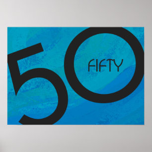 Blå 50-årsjubileum poster