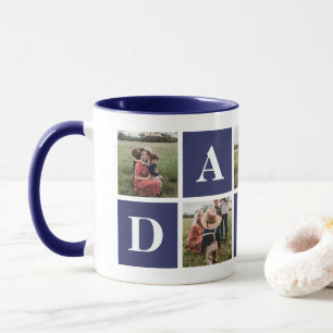 Blå 5 fotokollage Pappa Mugg