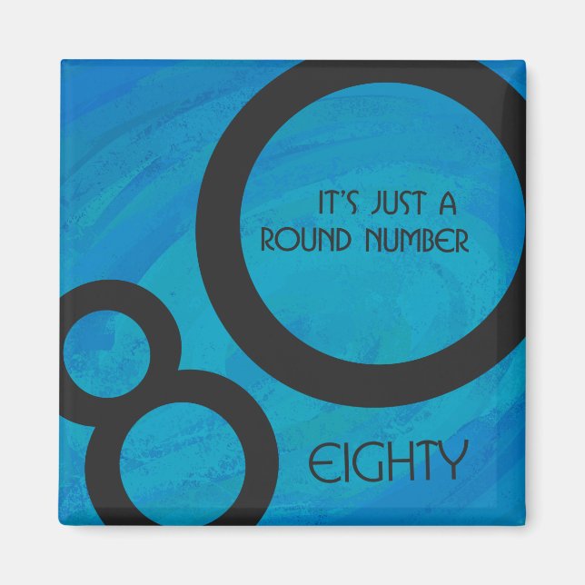 Blå 80-årsjubileum magnet (Framsidan)