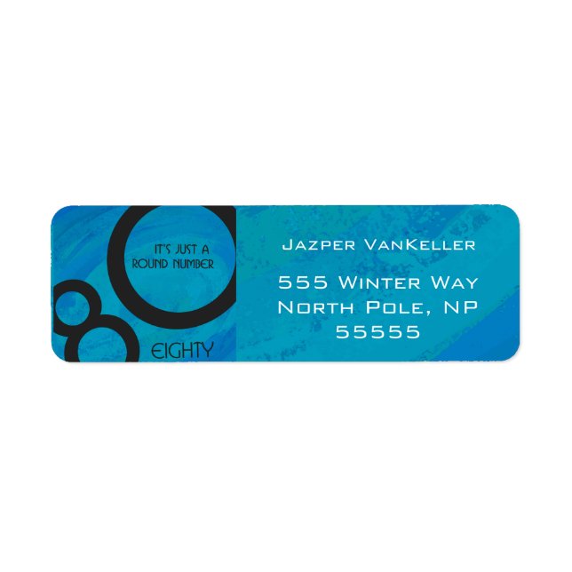 Blå 80-årsjubileum returadress etikett (Framsidan)