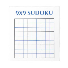 Blå 9x9 Blank Sudoku-rutnät Anteckningsblock