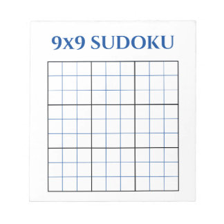Blå 9x9 Blank Sudoku-rutnät Anteckningsblock