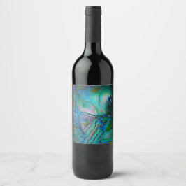 Blå Abalone-motiv Vinflaska Etikett