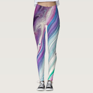 Blå abstrakt av hallon leggings