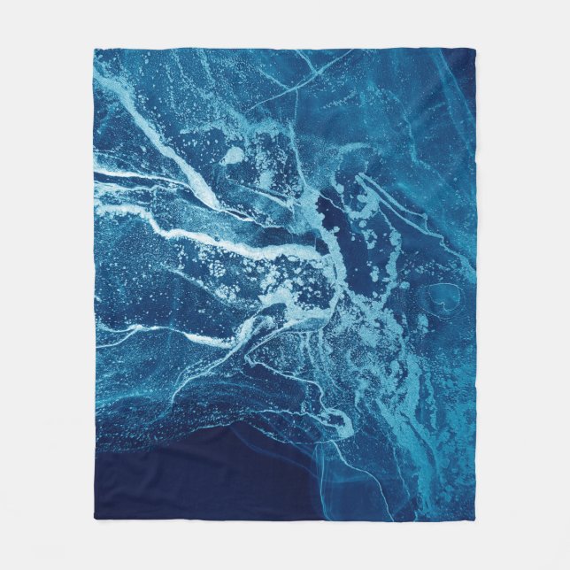 Blå Abstrakt. Blå och vita färg Blots. Rensa Fleecefilt (Framsidan)