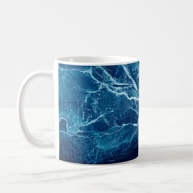 Blå Abstrakt. Blå och vita färg Blots. Rensa Kaffemugg (Vänster)