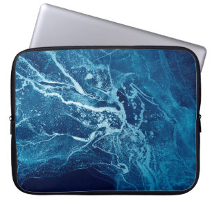 Blå Abstrakt. Blå och vita färg Blots. Rensa nu Laptop Fodral