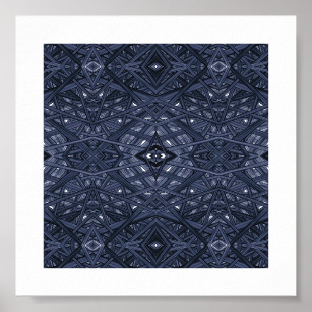 Blå Abstrakt Bläckkonst Konst i Labyrint Poster (Framsidan)