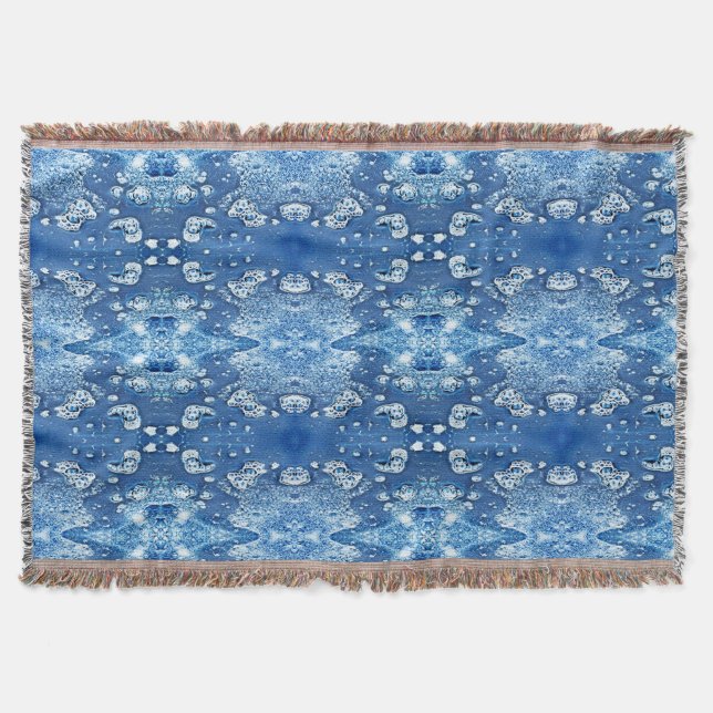 Blå Abstrakt Bubbles Vatten och Ice Throw Blanket Filt (Framsidan)