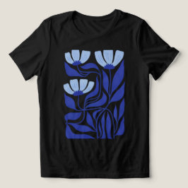 Blå Abstrakt Dam T-Shirt Med Blommotiv