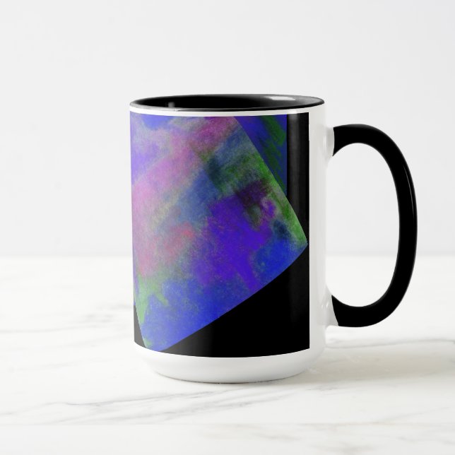 Blå, abstrakt design, Monogram Mugg (Höger)