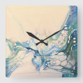 Blå Abstrakt Fyrkantig Klocka