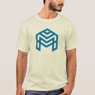 Blå Abstrakt Geometrisk M  T Shirt