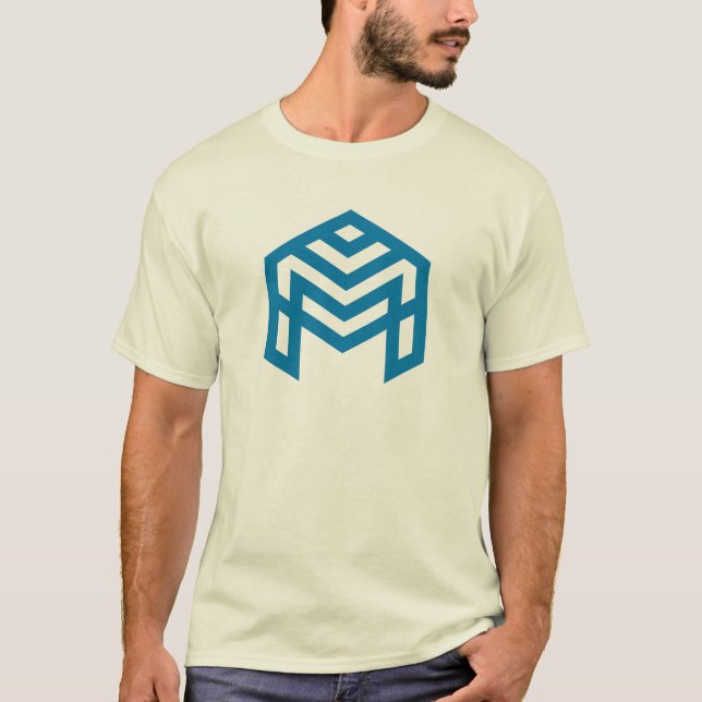 Blå Abstrakt Geometrisk M  T Shirt (Framsida)