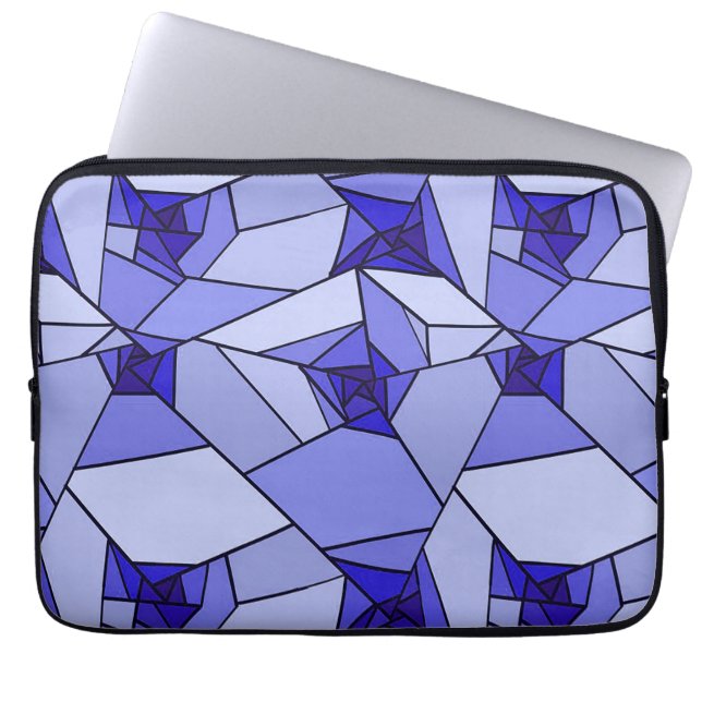 Blå Abstrakt Geometrisk Mönster Laptop Fodral (Framsidan)