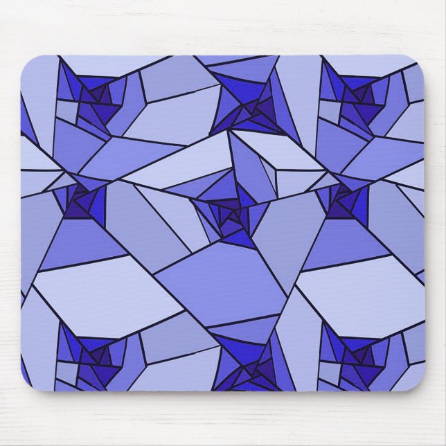 Blå Abstrakt Geometrisk Mönster Musmatta (Framsidan)