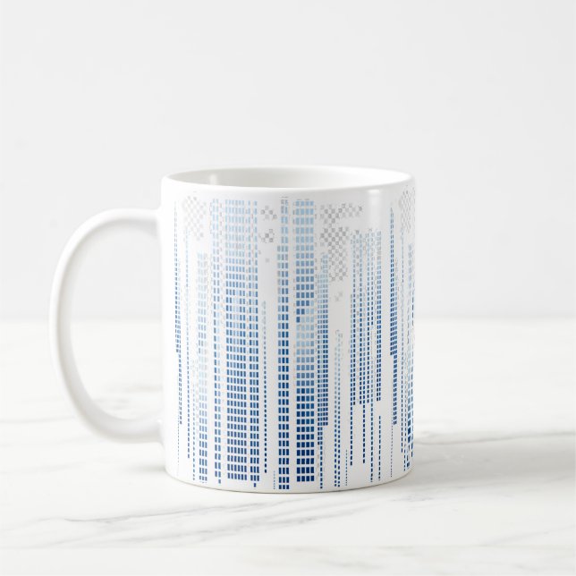 Blå Abstrakt Geometrisk Mugg (Vänster)