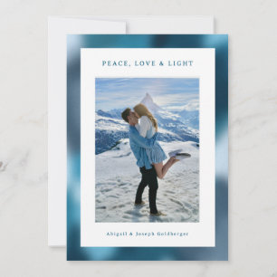 Blå Abstrakt Gradient Hanukkah Foto Julkort