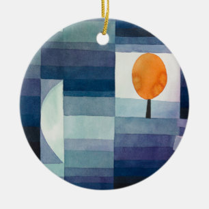Blå Abstrakt Höst Paul Klee Akvarell Julgransprydnad Keramik
