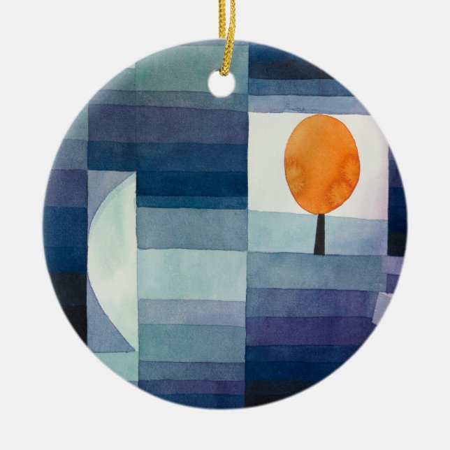 Blå Abstrakt Höst Paul Klee Akvarell Julgransprydnad Keramik (Framsidan)