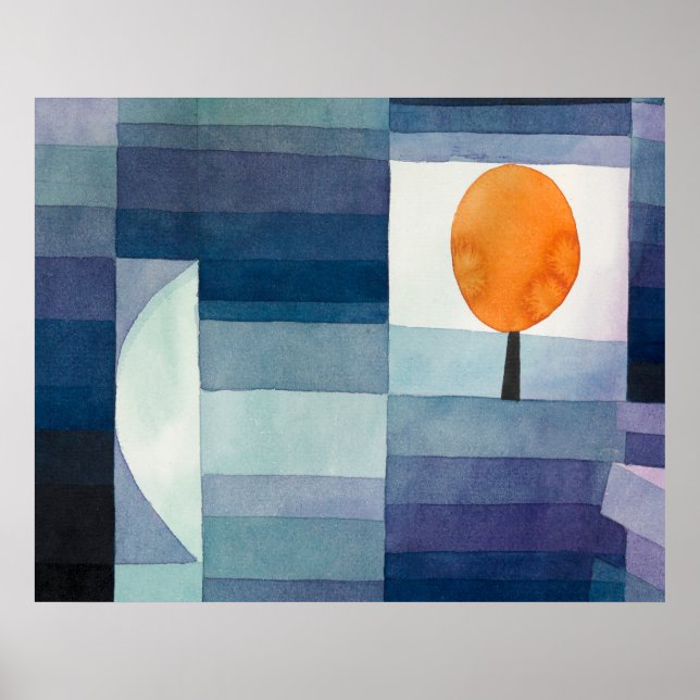 Blå Abstrakt Höst Paul Klee Akvarell Poster (Framsidan)