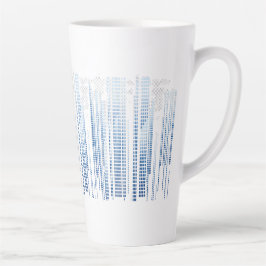 Blå Abstrakt Latte Mugg - Modern Hög Kaffekopp