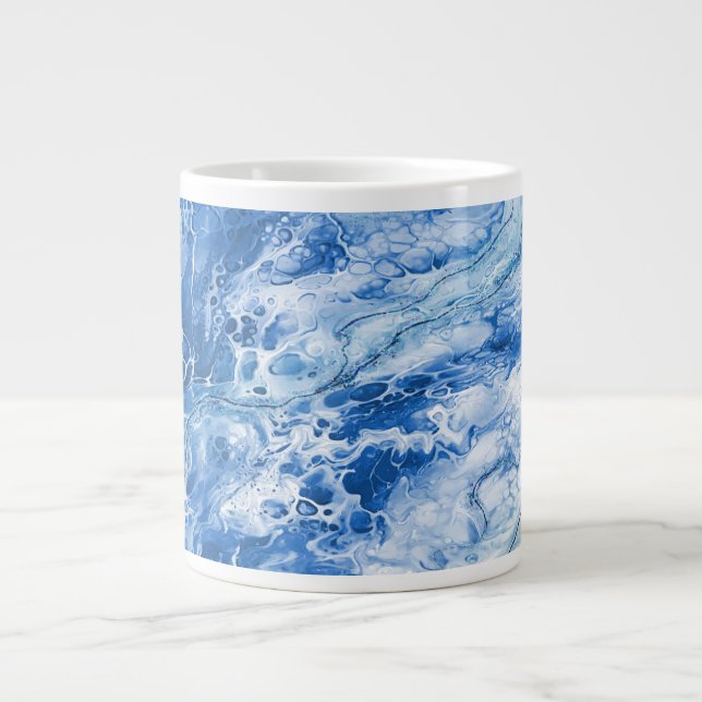 Blå Abstrakt Marmor Bakgrund Jumbo Mugg (Framsidan)