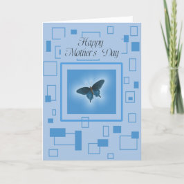 Blå Abstrakt med Butterfly, Mors dag Helgkort