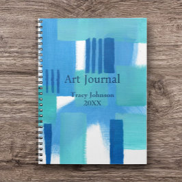  Blå Abstrakt med Namn/År Konst Journal/ Anteckningsbok