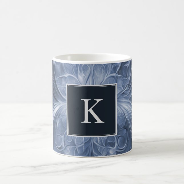 Blå Abstrakt Mourish Monogram Mugg (Center)