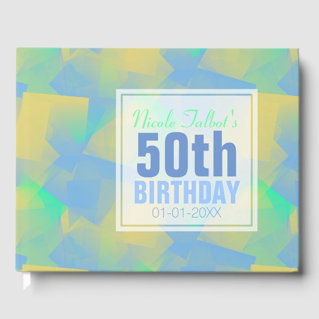 Blå Abstrakt pastel 50:e födelsedagsgästen Bok (Framsida)