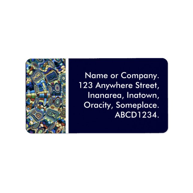 Blå Abstrakt Pond Adressetikett (Framsidan)