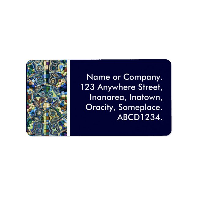 Blå Abstrakt Pond II Adressetikett (Framsidan)