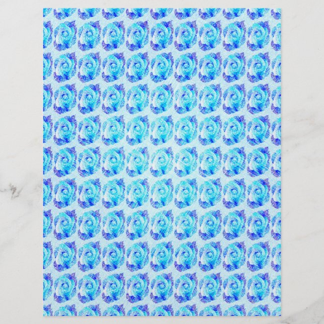 Blå Abstrakt Rosor Bulk Scrapbookpapper Sidor Reklamblad (Framsidan)